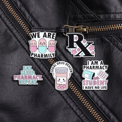 I Am Pharmacy Student Have No Life Enamel Pin Eat Sleep Pharmacy Repeat Brooch Cartoon Pills Lapel Badge Gift for Medical Friend