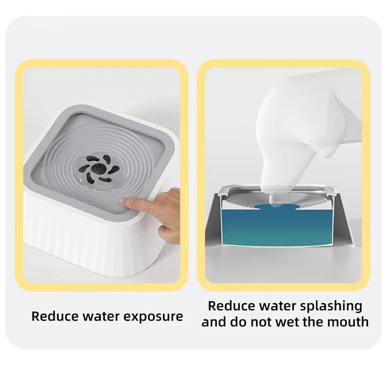Spill Proof Pet Water Fountain with Floating Plates Non Slip Anti Splash Bowl Suitable for Cats and Dogs Clean Drinking