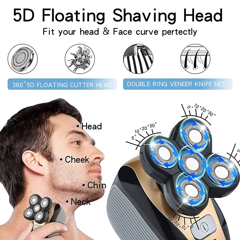 New Five Head Household Electric Hair Clipper, Bald Head, USB Charging, Large Capacity, Suitable for Facial Shaving