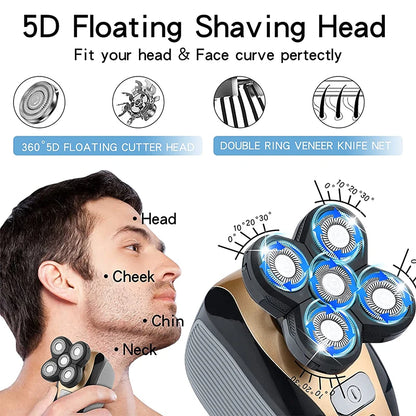 New Five Head Household Electric Hair Clipper, Bald Head, USB Charging, Large Capacity, Suitable for Facial Shaving