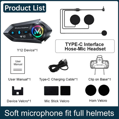 Bluetooth 5.4 Motorcycle Helmet Headset Wireless Waterproof Noice Reduction Earphone Super Long Standby HandsFree Headphone