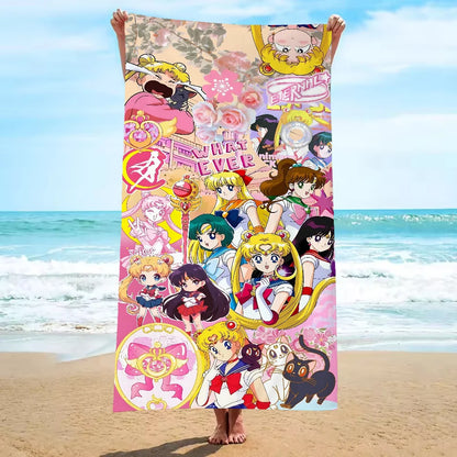 Beach Towel Portable Towel for Fitness Sailors-Moon Absorbent Home Gym Towels With Designs Microfiber Sauna Cloth Quick Dry Fast