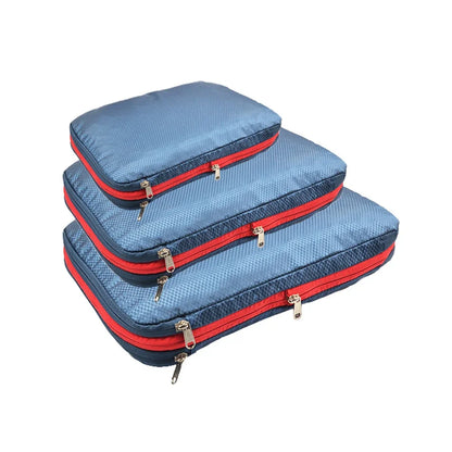 3PCS Set Travel Compression Packing Cubes Double Layer Portable Pouch Waterproof Nylon Storage Bags for Clothes Shoes Suitcases