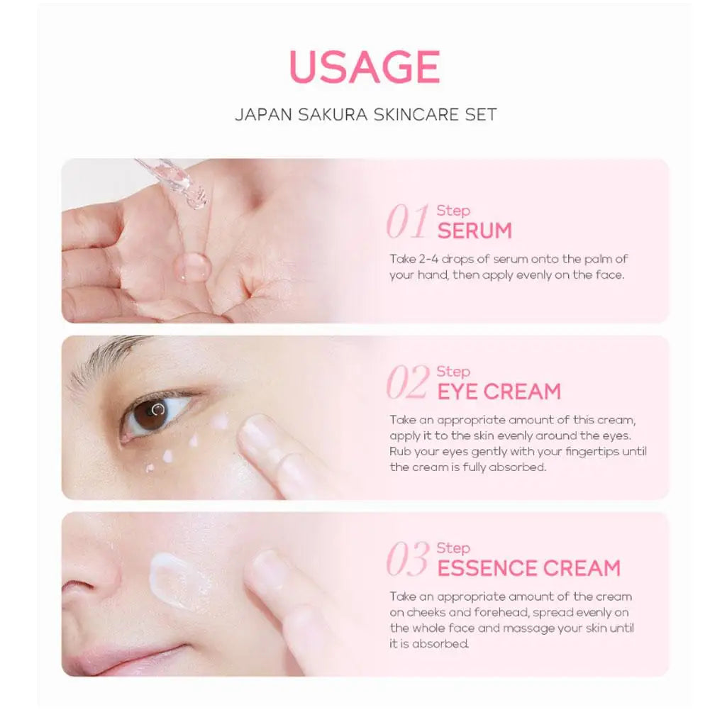 Sakura Skin Care Sets & Kits With Cleanser Serum Eye Cream essence Cream Beauty Products For Women Gift Sets Routine Travel Kit
