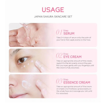 Sakura Skin Care Sets & Kits With Cleanser Serum Eye Cream essence Cream Beauty Products For Women Gift Sets Routine Travel Kit