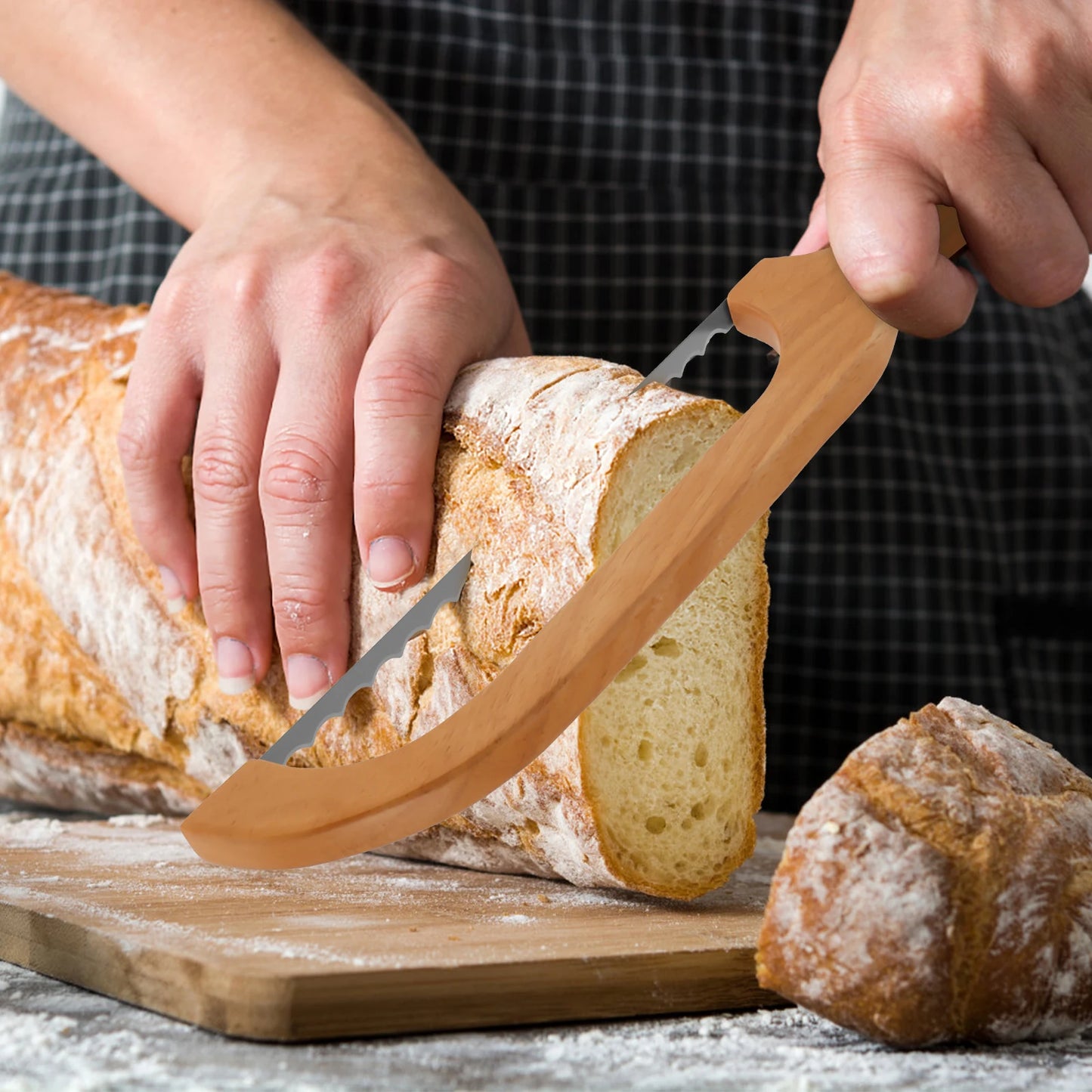 Wooden Bread Bow Knife Bow Bread Knife for Sourdough with Wooden Handle Bread Slicer for Homemade Bread Sourdough Bread Cutter
