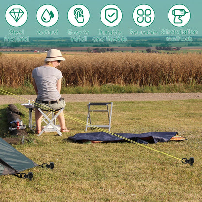 4Pcs Trampoline Anchors Set 11.8inch Heavy Duty Ground Anchors High Wind Trampoline Stakes Manual/Drill Installed Swing Anchors