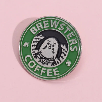 Creative Coffee Enamel Brooch Spaceship Coffee Elements Need By Coffee Power Books Cat Coffee Cups Metal Badge Lapel Pin Jewelry
