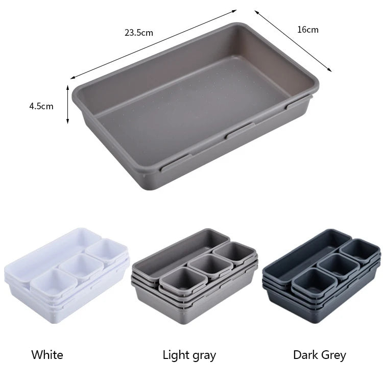 8pcs/set Adjustable Drawer Organizer Box Trays Make Up Cosmetics Sundries Divider Holder Kitchen Bathroom Closet Jewellery Box