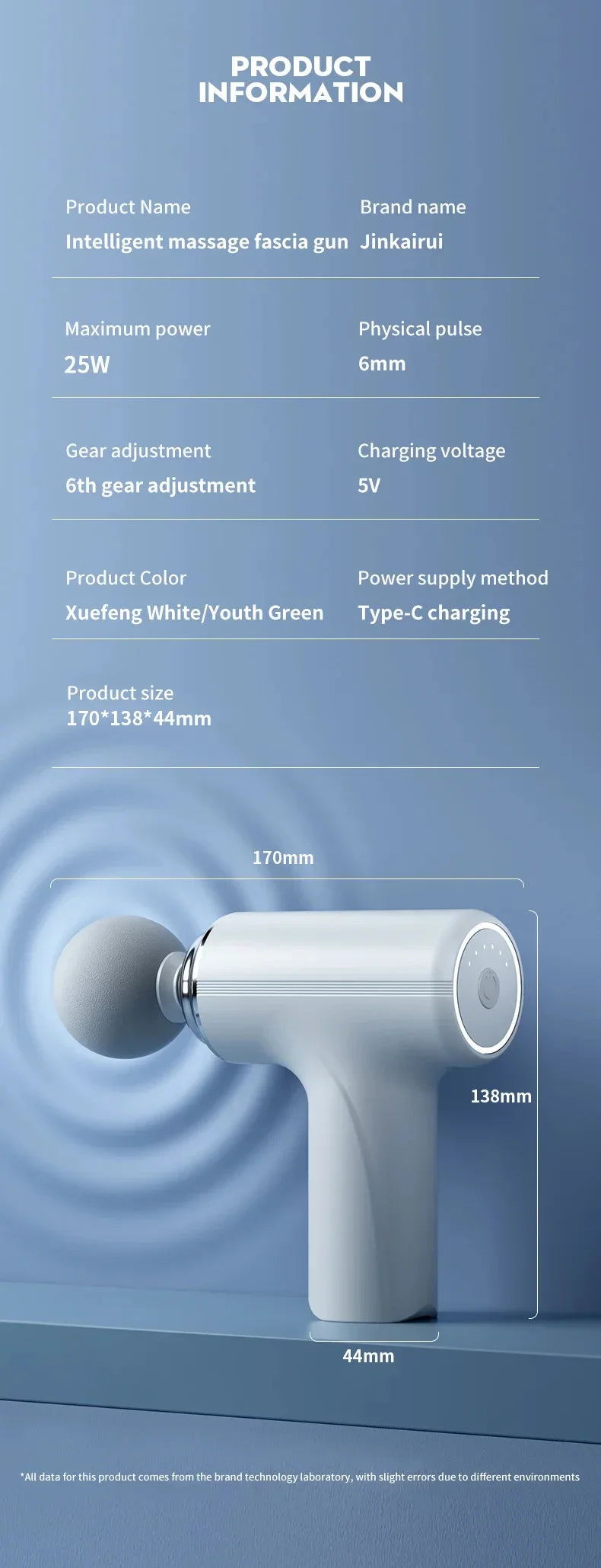 Portable AI Fascial Massage Gun Electric Percussion Massager Body Relaxation With  LED Night Light 4 Replaceable Massage Head