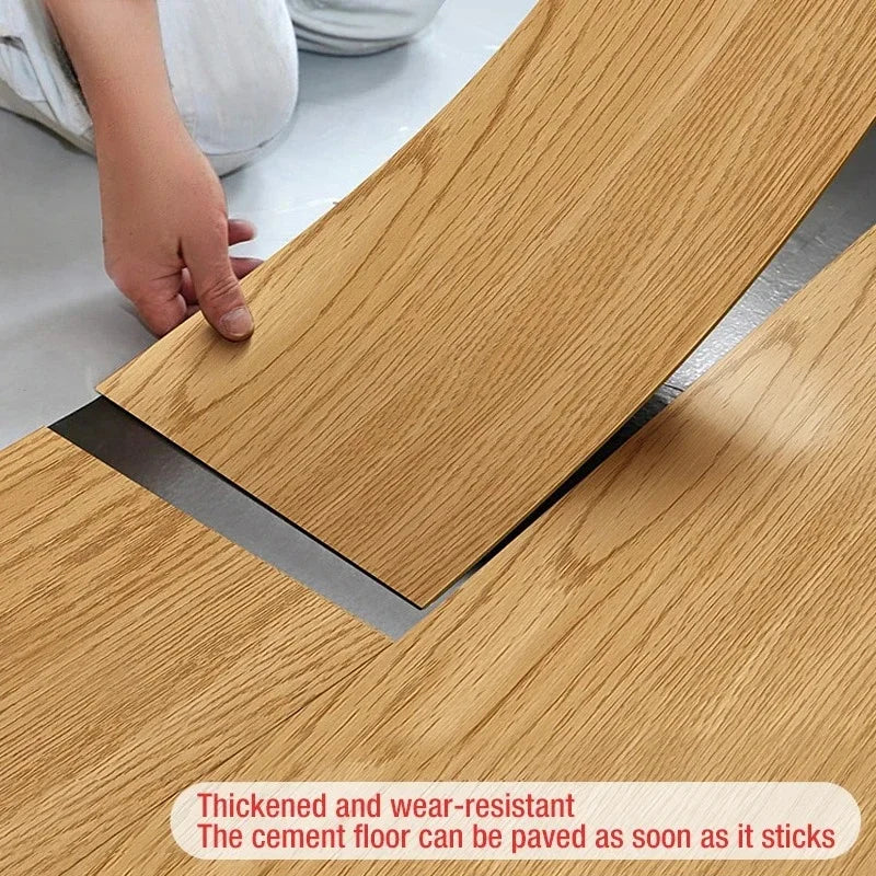 10PCS 40x15cm Thickened Self-adhesive Wood Grain Floor Wallpaper Bedroom Decoration Floor Stickers Home Decor Floor Wallpaper