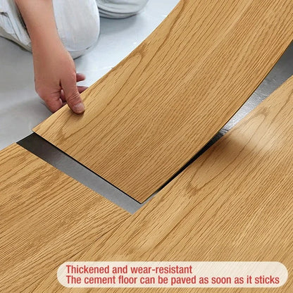 10PCS 40x15cm Thickened Self-adhesive Wood Grain Floor Wallpaper Bedroom Decoration Floor Stickers Home Decor Floor Wallpaper