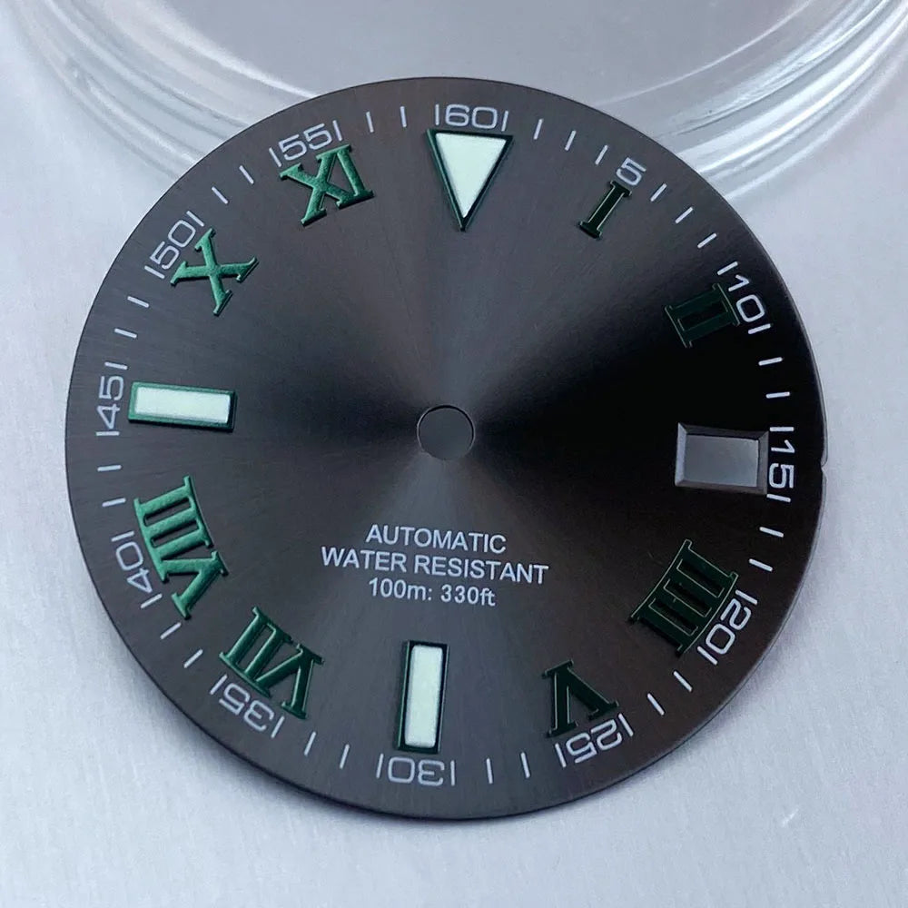 Grey Silver Sunburst 29mm Watch Dial fit NH35 NH35A NH36A Silver/Gold/Rose Gold/Green Roman Numerals Index Hand Set Watch Parts