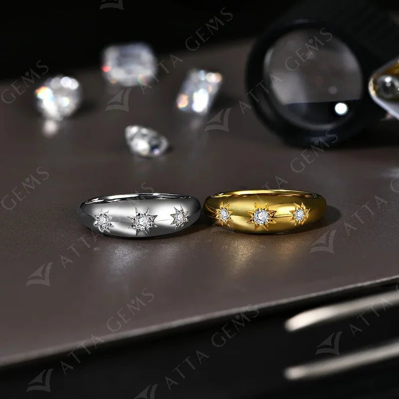 ATTAGEMS Luxury Round Cut 2.5mm Moissanite Ring for Women Man 925 Sliver Sparkling Fine Jewelr Engagement Wedding Party Gift New