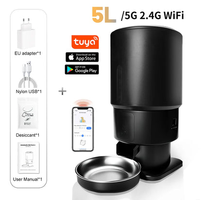 FURPIPI Automatic Pet Feeder 5L Smart Cat Food Kibble Dispenser Wi-Fi App Remote Control Auto Dog Feeder For Cat Pet Accessories