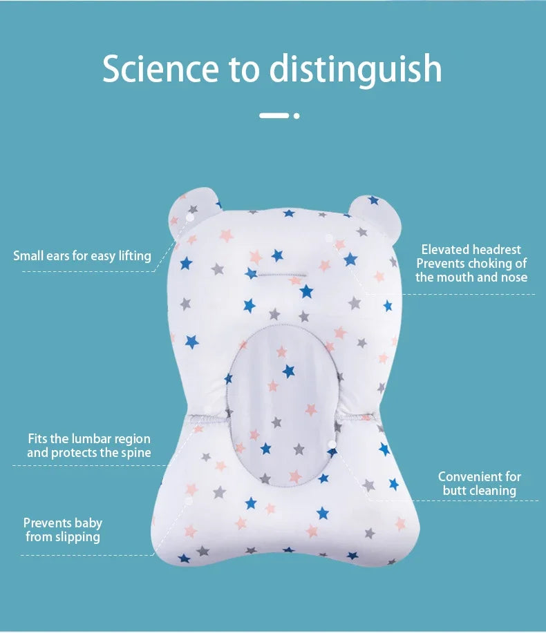 Baby Bath Support Pad Foldable Floating Seat Adjustable Newborn Bathing Cushion Infant Safety Net Hammock