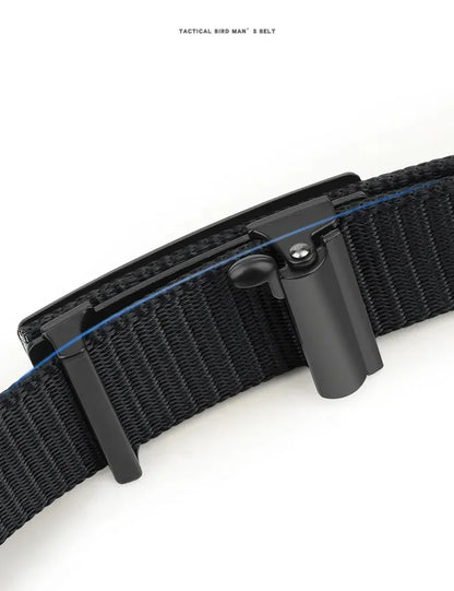 Men's Belt Outdoor Leisure Sports Belt Toothless Quick Release Automatic Buckle Quality Black Belt