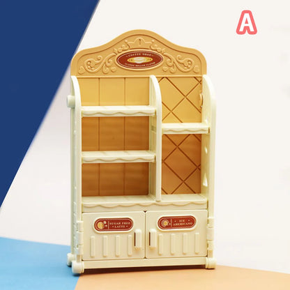 1:12 Miniature Furniture Shopping Cart Refrigerator Kitchen Shelve Mini Drink Dessert Food Dollhouse Kitchen Toy Model Gift