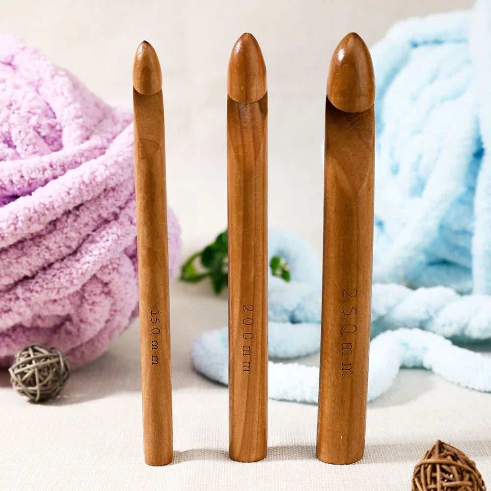 KOKNIT DIY Knitting Needles Hook Handle Wood Crochet Hook  Home Knitting Weave Yarn Crafts Knitting Tools Big Size 15/20/25mm