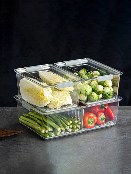 Fridge Organizer Stackable Refrigerator Organizer Bins with Lids Clear Fruit Storage Containers Freezer Pantry Kitchen Boxes