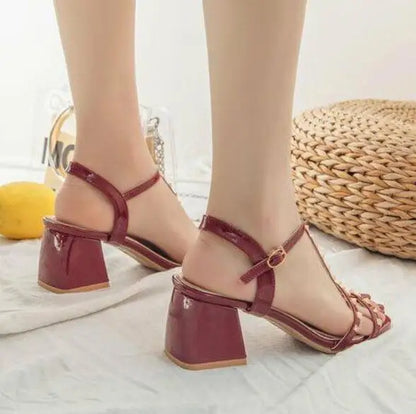 Chunky Sandal Woman Summer New 2024 Orthopedic Roman Wedge Rhinestone Sexy Medium Heel Mirror Luxury Designer Sandals for Women