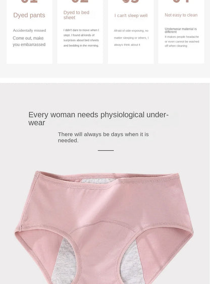 3PCS/set Women's menstrual briefs large flow postpartum water absorption leakproof briefs women's pure cotton menstrual briefs