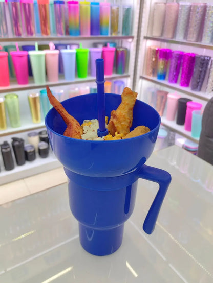 Popcorn Beverage Cup Snack Cups Straw Cup with Handle Water Bottles with Straw Coffee Cup Mug