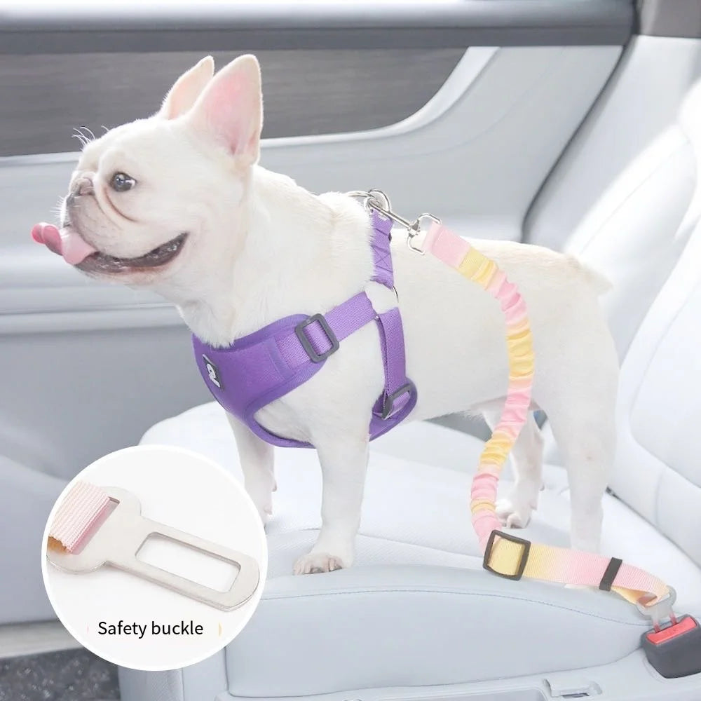 Adjustable Dog Car Seat Belt - Elastic Nylon Safety Harness for Secure Travel
