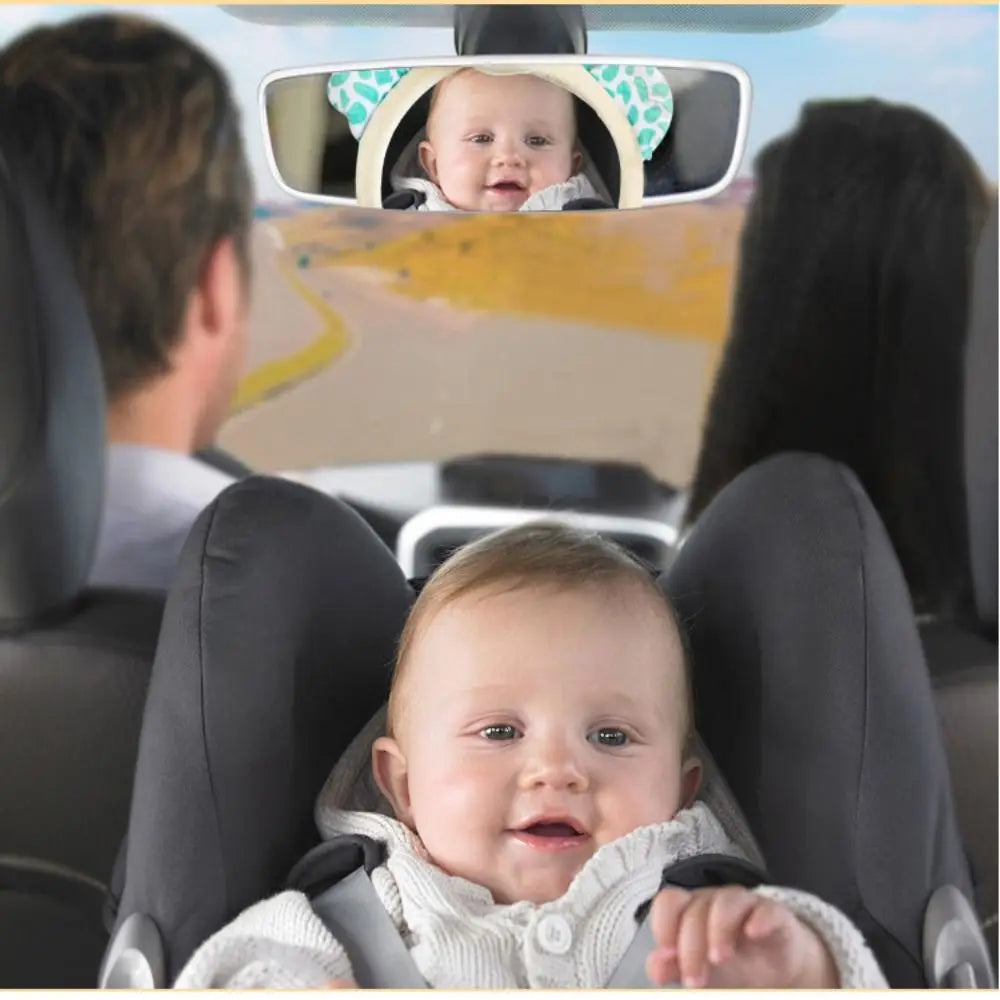 Cute Baby Rear Facing Mirrors Soft Cartoon Plush Toy Seat Headrest Rearview Mirror Easy Installation Interactive