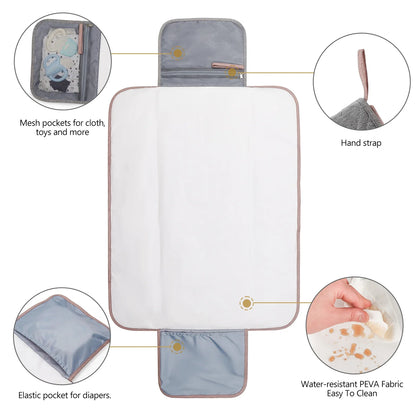Portable Multifunction Foldable Waterproof Changing Pad Newborn Baby Diaper Changing Mat Changing Pads