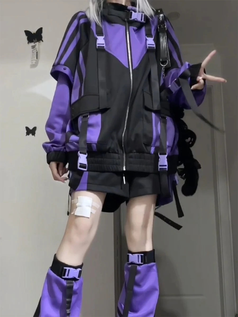 Oversize Jacket Trench Coat Men And Women Autumn Solid Japanese Fashion Vintage Casual High Street Hooded Functional Wind