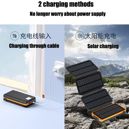 New Portable Solar Power Bank 20000mAh Large Capacity Charger Compatible with IOS Android USB-A And USB-C Fast Charging outdoor