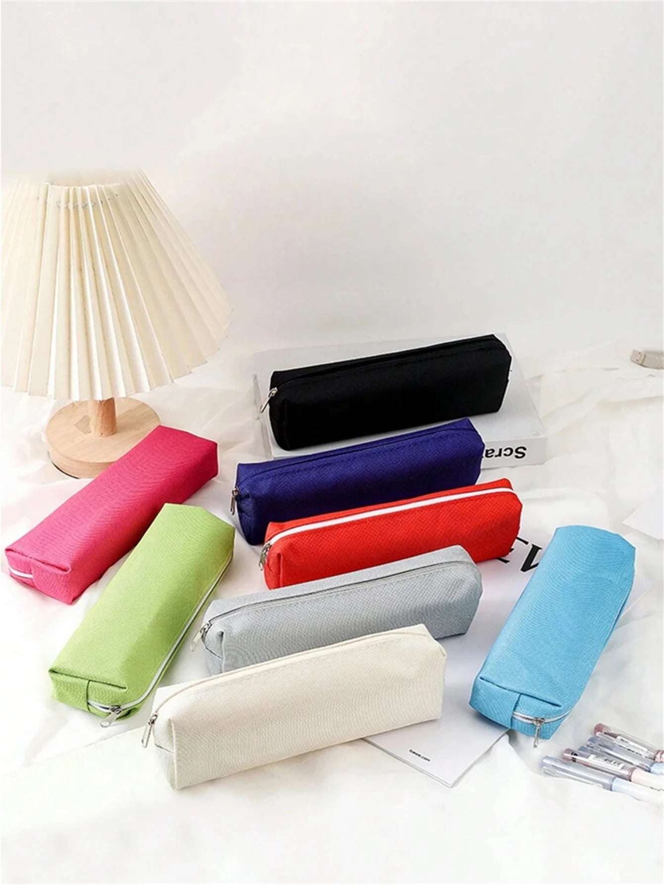 Simple Pencil Case School Supplies Pencil Cases Estuche Escolar Solid Color School Stationery Kalemlik Trousse Pencil Pouch zwq