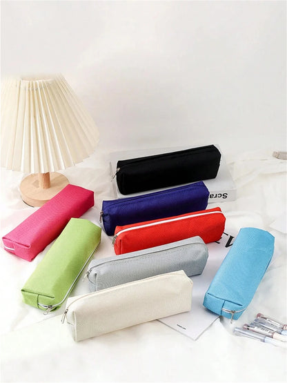 Simple Pencil Case School Supplies Pencil Cases Estuche Escolar Solid Color School Stationery Kalemlik Trousse Pencil Pouch zwq