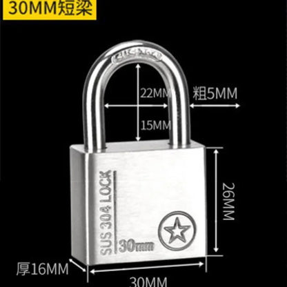 304 Stainless Steel Padlock Cabinet Outdoor Lock Head Furniture Lock Waterproof Rust-Proof Door Lock  with 4 keys