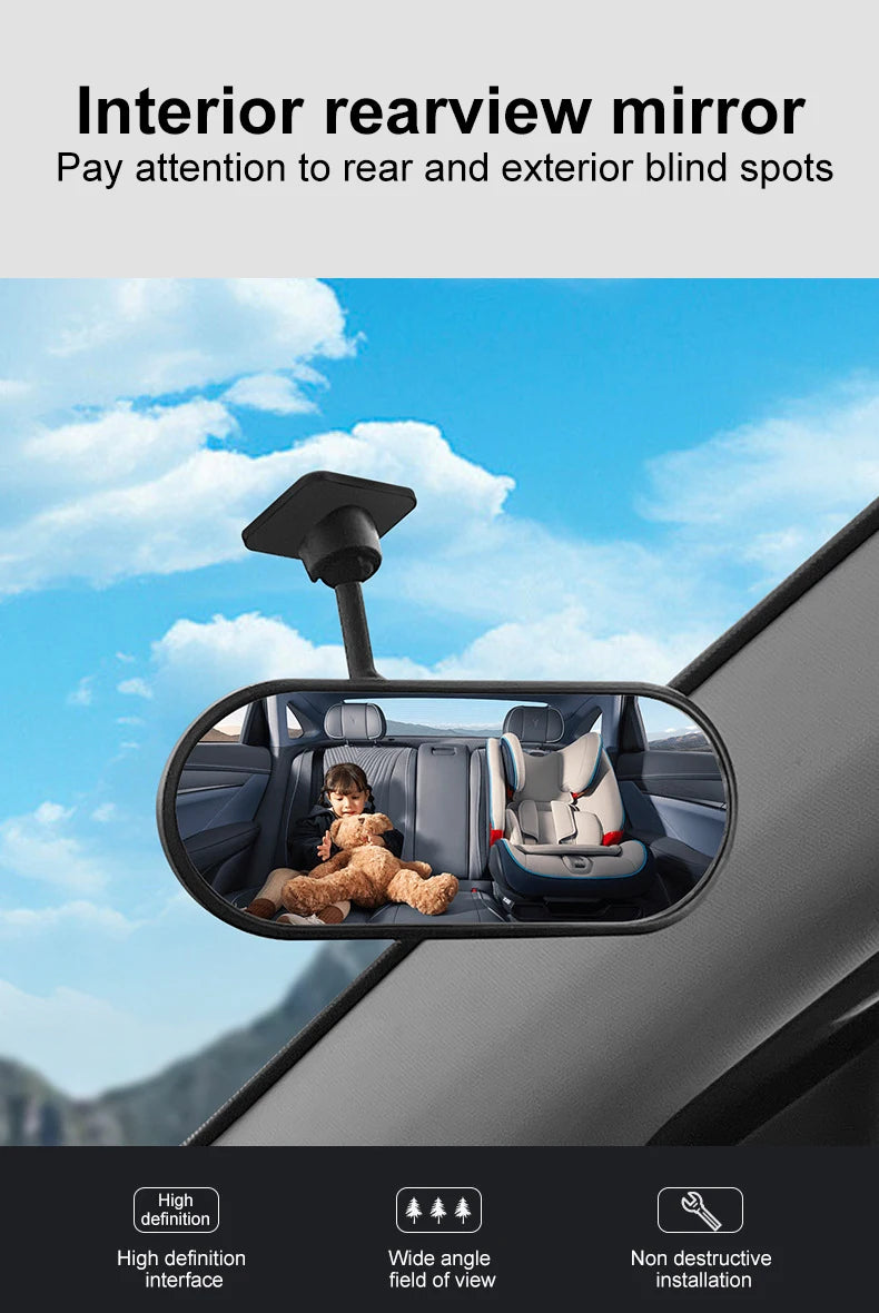 Sticky Baby Mirror For Car Auxiliary Mirror 360 Adjustable Baby Rear View Mirror Adhesive Mount Wide Angle Shatterproof Backseat
