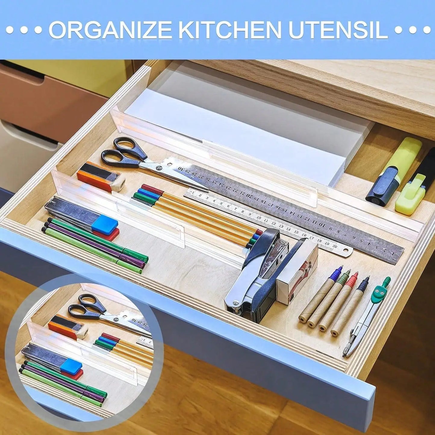 1/2/4/8PCS Drawer Dividers Organizers Adjustable Cabinet Storage Clothes Drawer Organizer Clear Drawers Separators Kitchen Tools