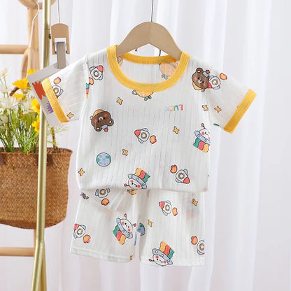 T-shirts Baby Clothes New Summer Children's Clothing  Children's Short Sleeved Shorts Suit Boys Girls Cotton