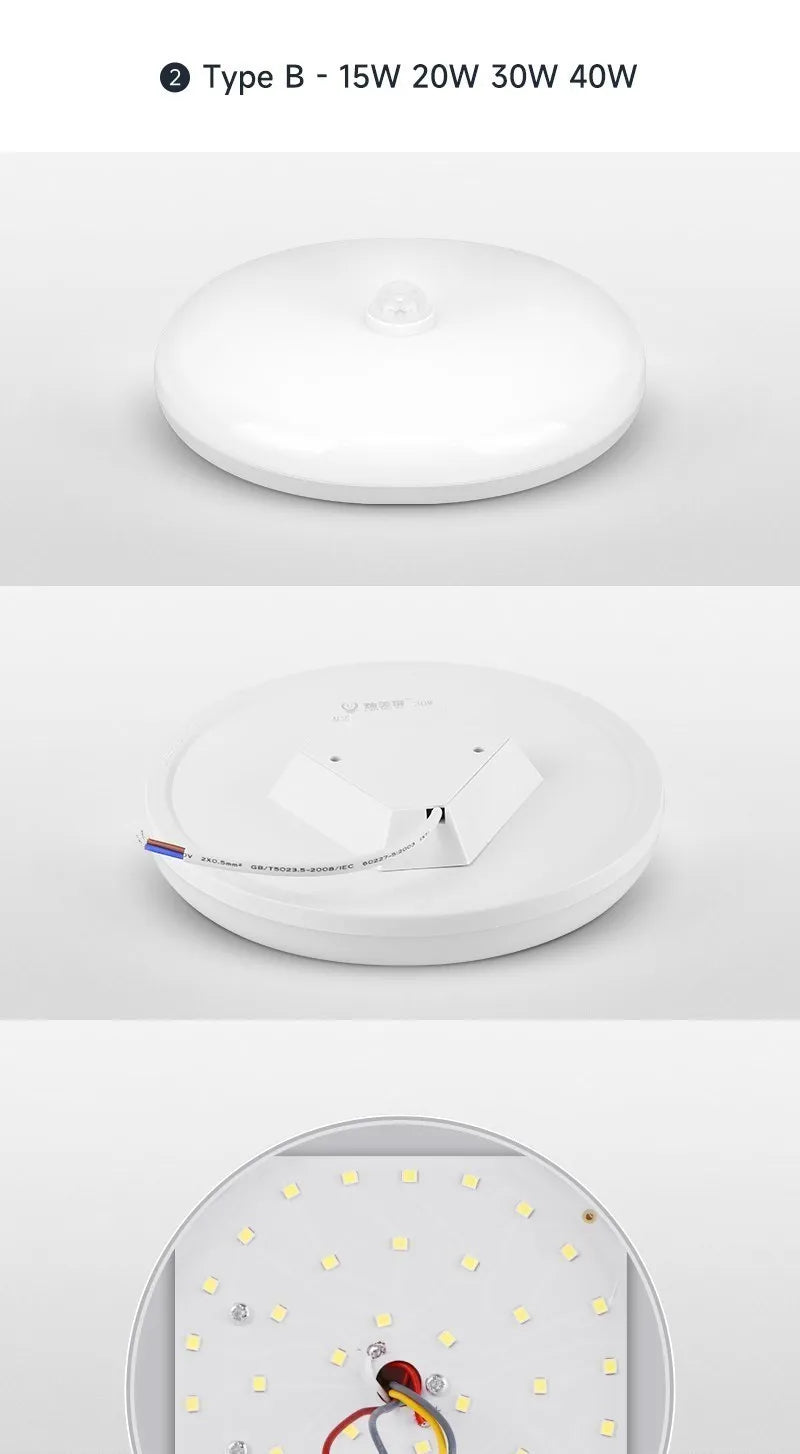 Led Ceiling Lamp With Motion Sensor 40W 30W 20W 18W 15W 12W Led Ceiling Light Fixtures For Entrance Balcony Corridor 110V 220V