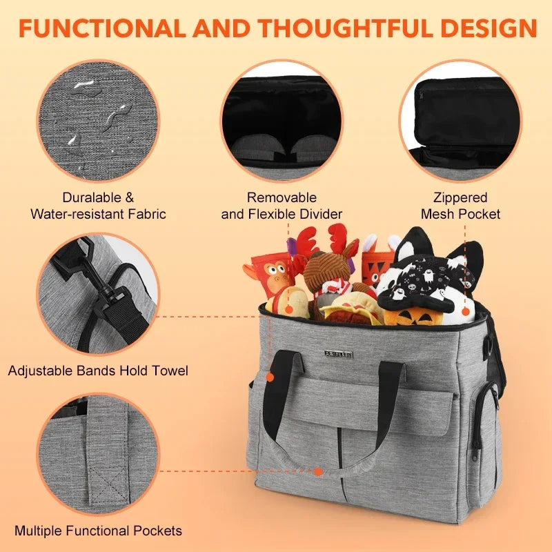 6 Sets Large Dog Travel Bag, Dog Camping Essentials, Weekend Pet Travel Kit, Dog Travel Accessories With Multi-Purpose Pocket