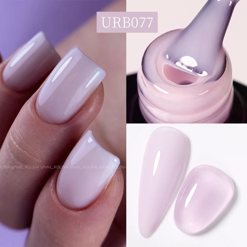 UR SUGAR 7ml Pale Pink Rubber Base Gel Nude Color Semi Permant Soak Off UV LED Self-leveling Gel Varnishes Great Coverage