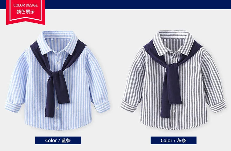 Baby Boys Blouses Toddler Striped Outerwear Kids Shawl Jacket Comfortable Shirts 2024 Spring Autumn Children's Clothing Casual