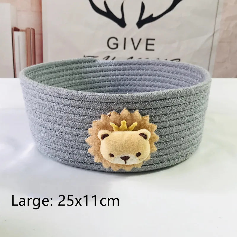 Cartoon Animals Hand Woven Storage Basket Kids Toys Desktop Organizer Sundries Storage Box Laundry Baskets storage box