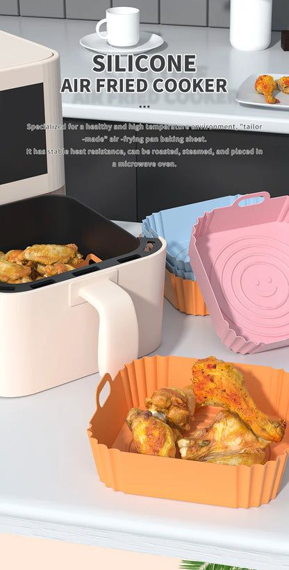 Silicone Air Fryer Liners Round Reusable Airfryer Basket Easy to Clean Air Fryers Silicone Pot Baking Tray Oven Accessories