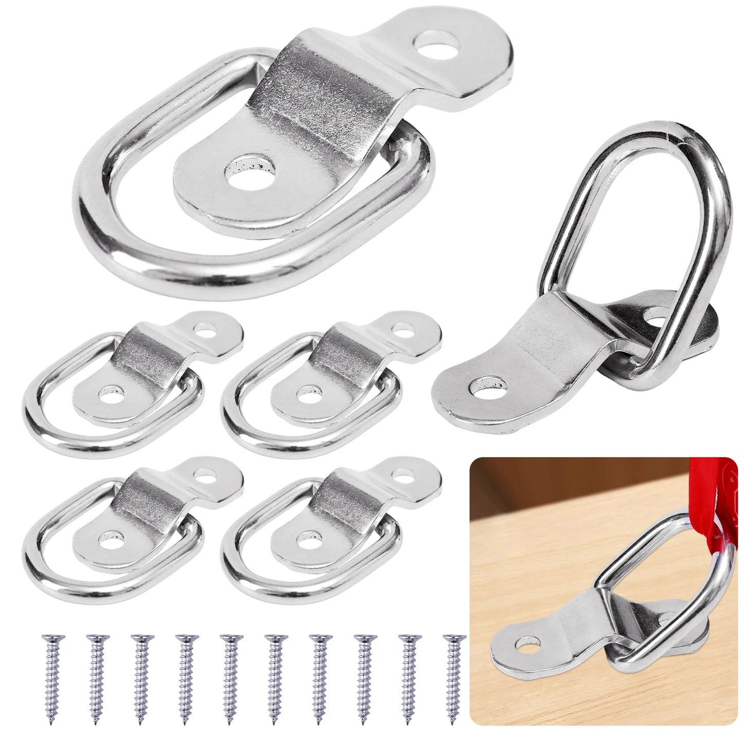 D Ring Tie Down Anchor Hook for Cargo Securing on Car Trucks Trailers Heavy Duty Metal Pull Ring Easy Surface Mount Fixing Point