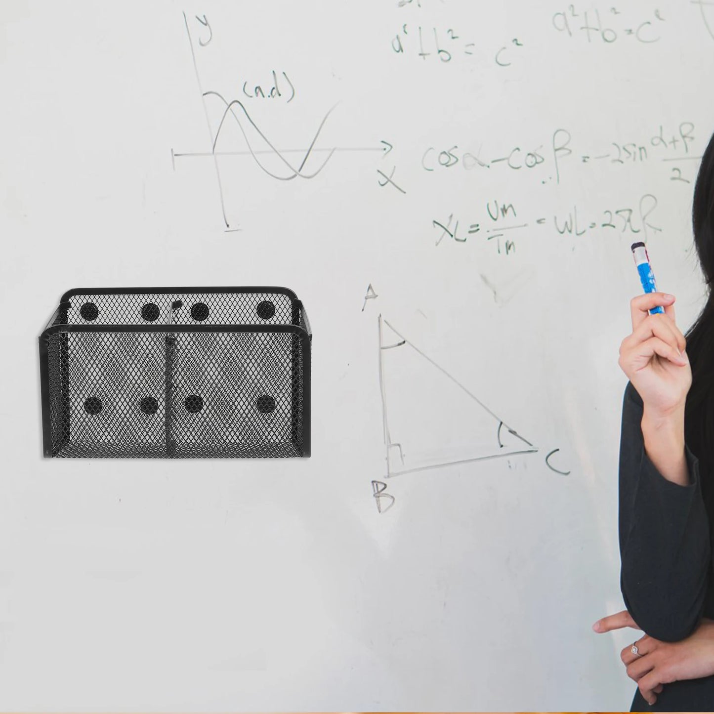 Magnetic Pen Holder Fridge Organizer Classroom Pencil Locker Iron Refrigerator Hanging Metal Wire Mesh Baskets Spacious