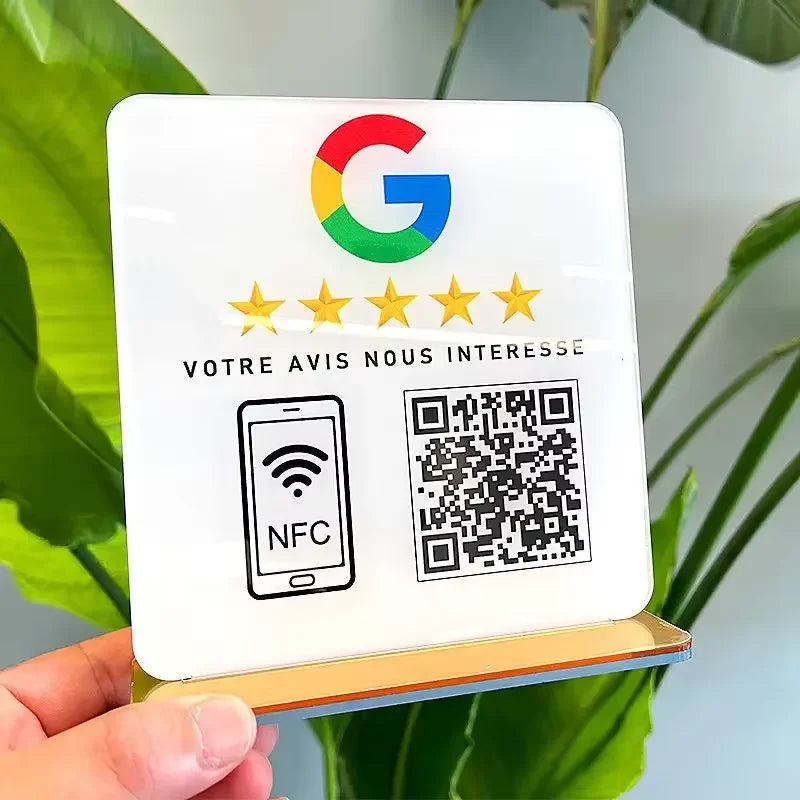 Review Us on Google Custom Google Review Sign With NFC Beauty Salon Business Decor Acrylic Google Review QR Code Sign
