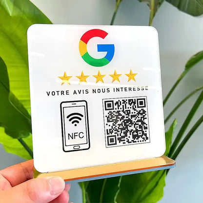 Review Us on Google Custom Google Review Sign With NFC Beauty Salon Business Decor Acrylic Google Review QR Code Sign