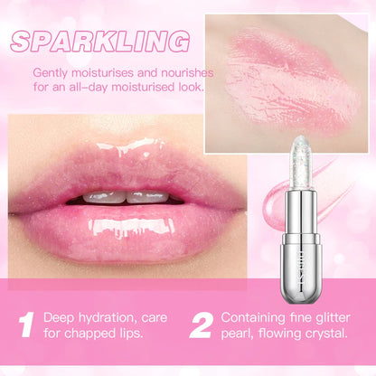 QIBEST Glitter Jelly Lipstick Lip Balm Colors Changing Lipstick Moisturizing Makeup Water Glossy Transparent Lip Stain Cosmetics