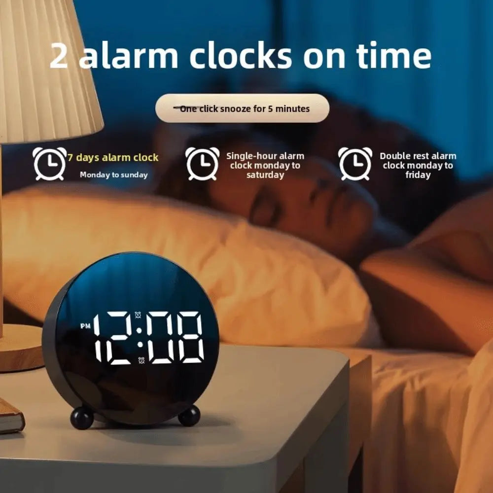 Desktop Clock Digital LED Clock 2Sets Alarm Mute Electronic Clock Plastic Adjustable Brightness Digital Alarm Clock Travel 알람시계